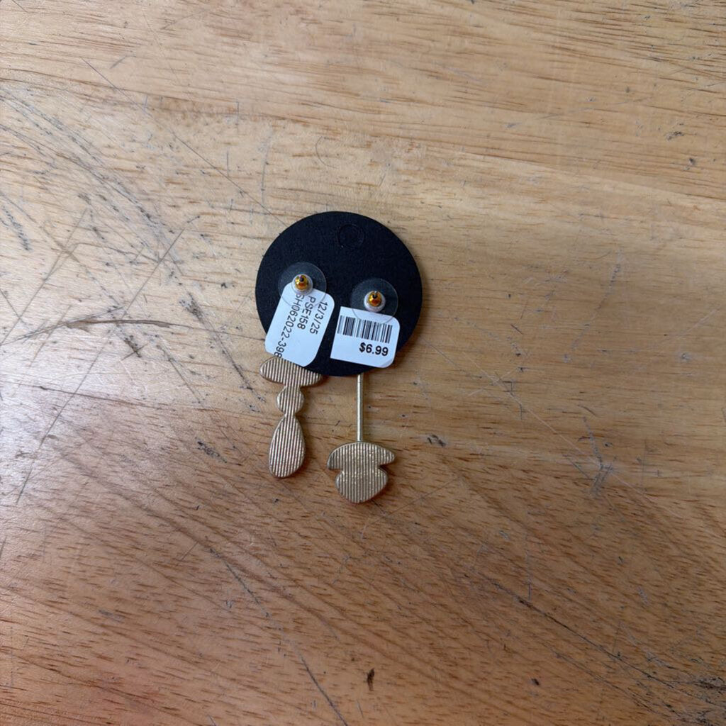 Gold/ Blue Unmatched Drop Earrings