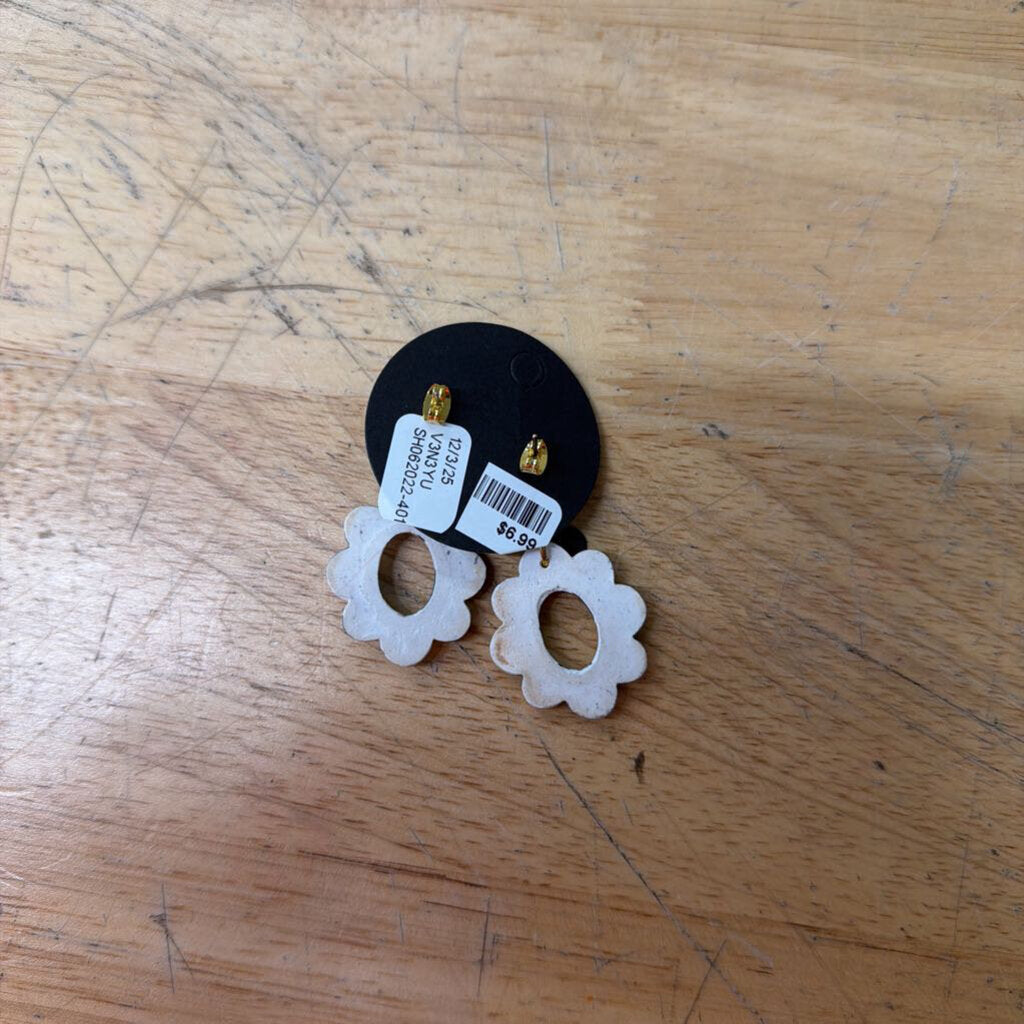 Black/ White Checkered Clay Drop Earrings