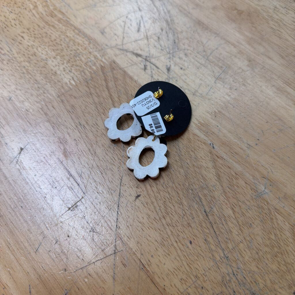 Black/ White Checkered Clay Drop Earrings