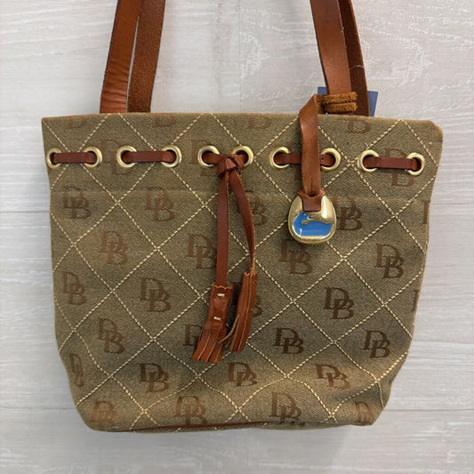 Dooney and Bourke Signature Print Coated Canvas Small Bucket Bag