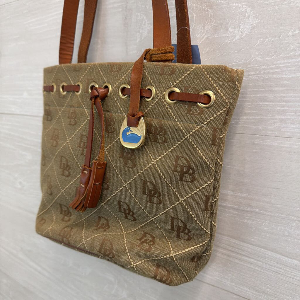 Dooney and Bourke Signature Print Coated Canvas Small Bucket Bag