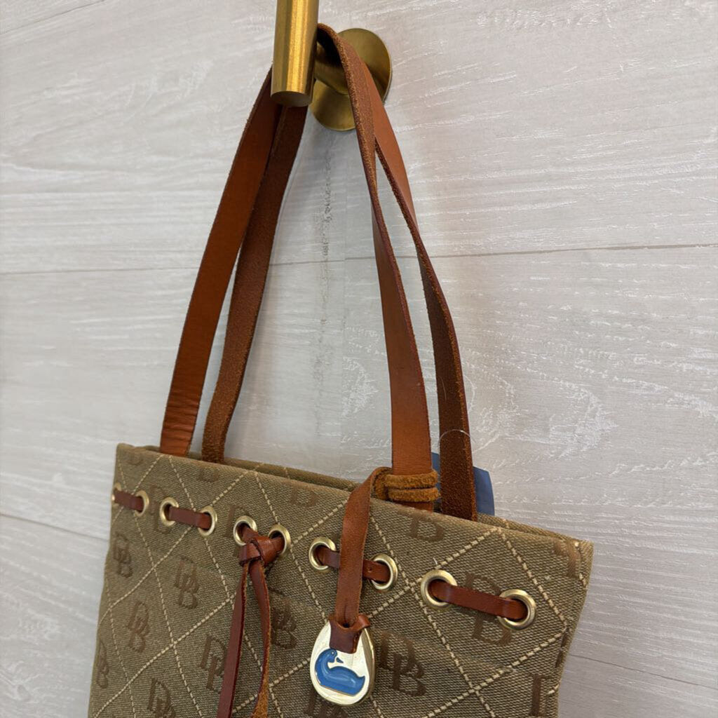 Dooney and Bourke Signature Print Coated Canvas Small Bucket Bag