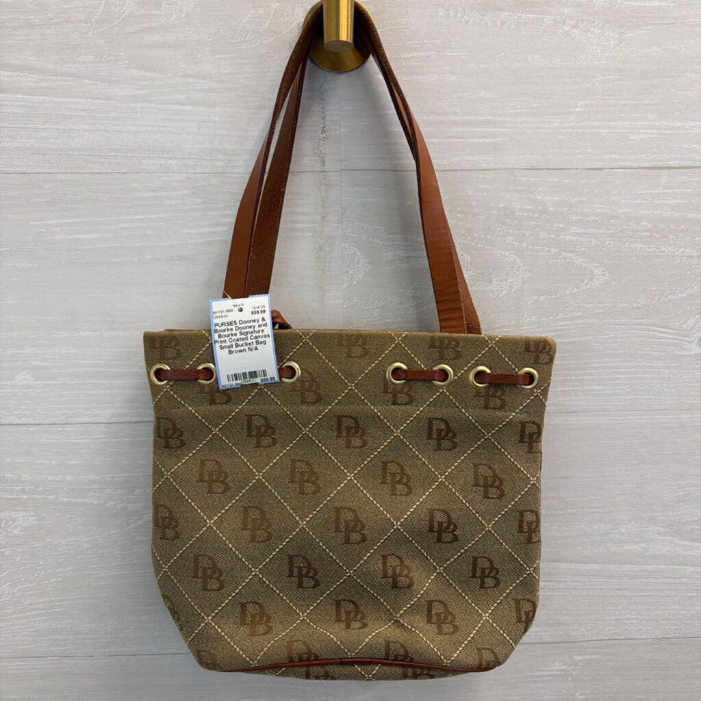 Dooney and Bourke Signature Print Coated Canvas Small Bucket Bag