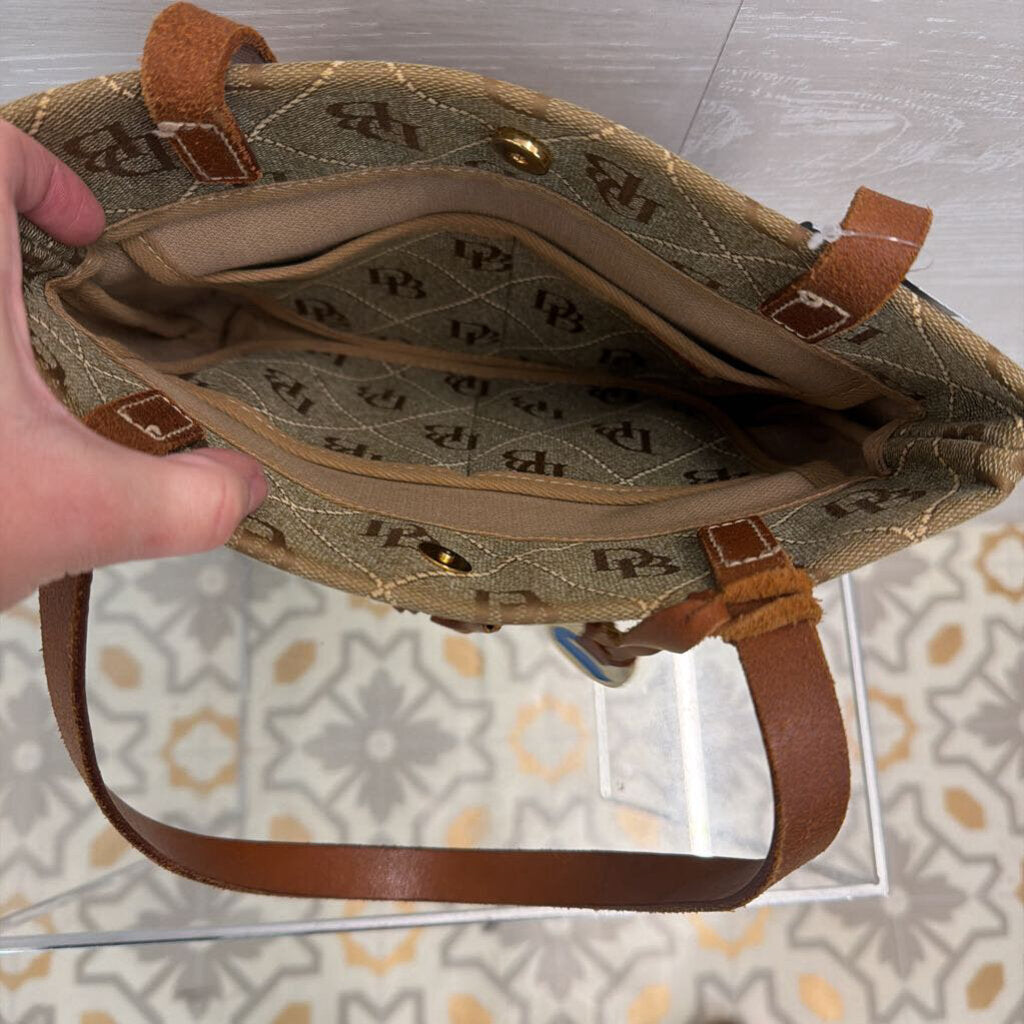 Dooney and Bourke Signature Print Coated Canvas Small Bucket Bag