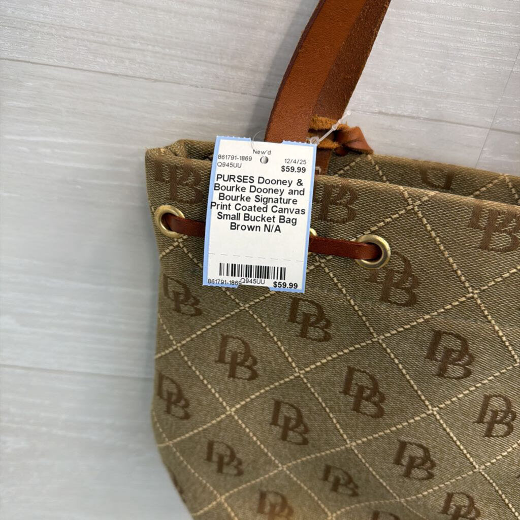 Dooney and Bourke Signature Print Coated Canvas Small Bucket Bag