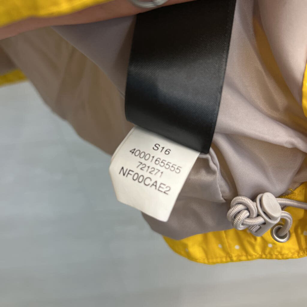 The North Face Yellow/ White Polka Dot Hooded Rain Jacket Medium
