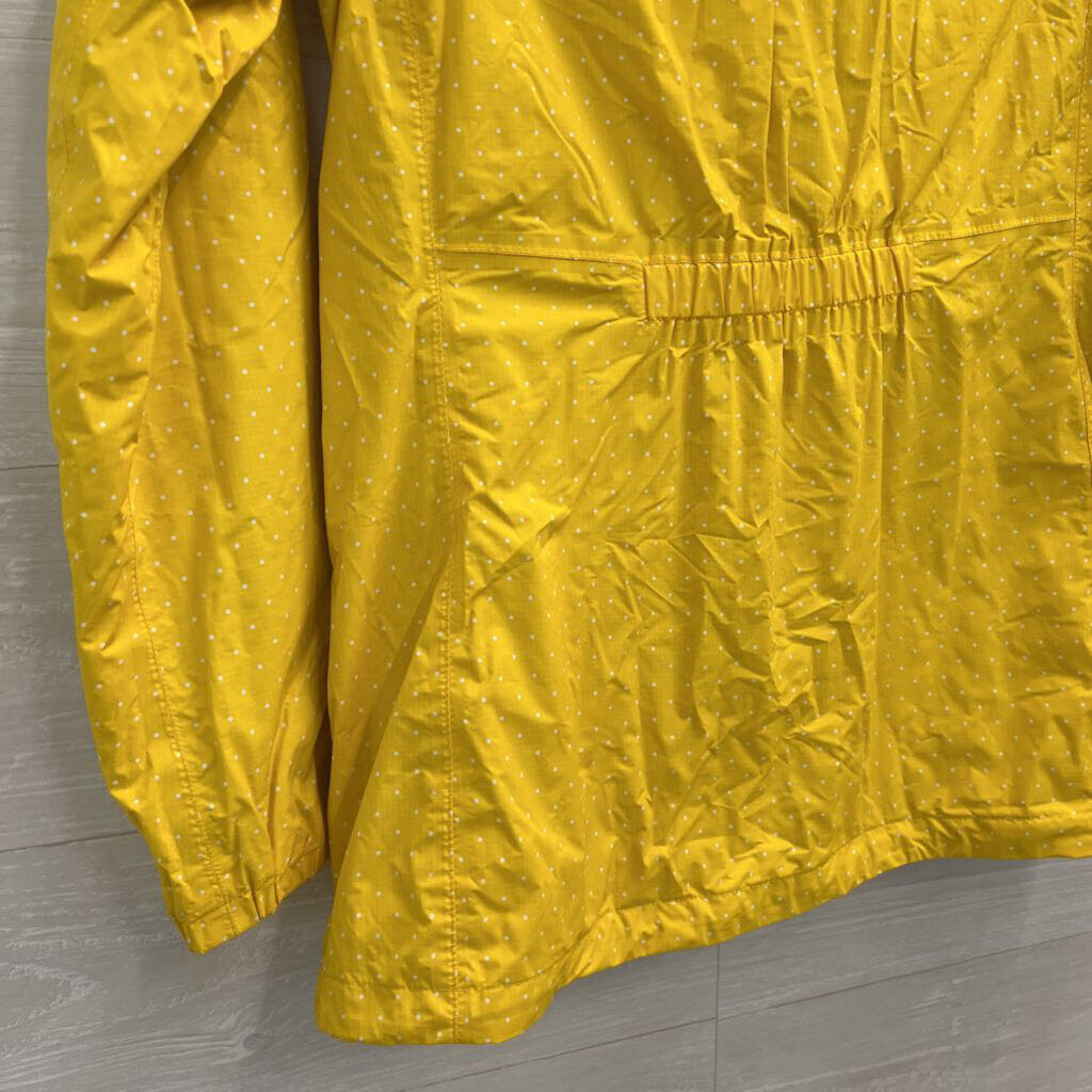The North Face Yellow/ White Polka Dot Hooded Rain Jacket Medium