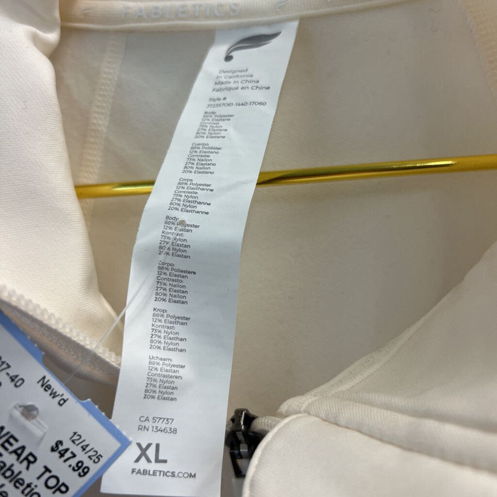 Fabletics Cream Cold Weather Full Zip Jacket Extra Large