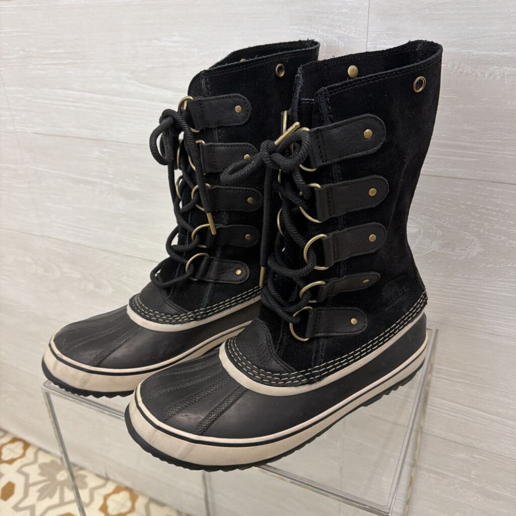 Sorel Black/ White Caribou Mid Waterproof Shell Boots 10
