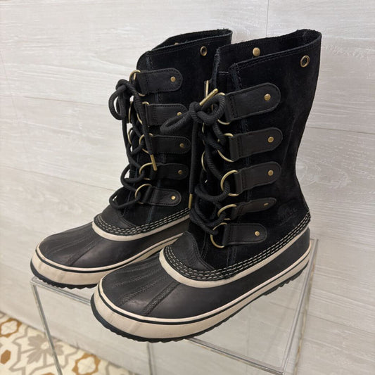 Sorel Black/ White Caribou Mid Waterproof Shell Boots 10