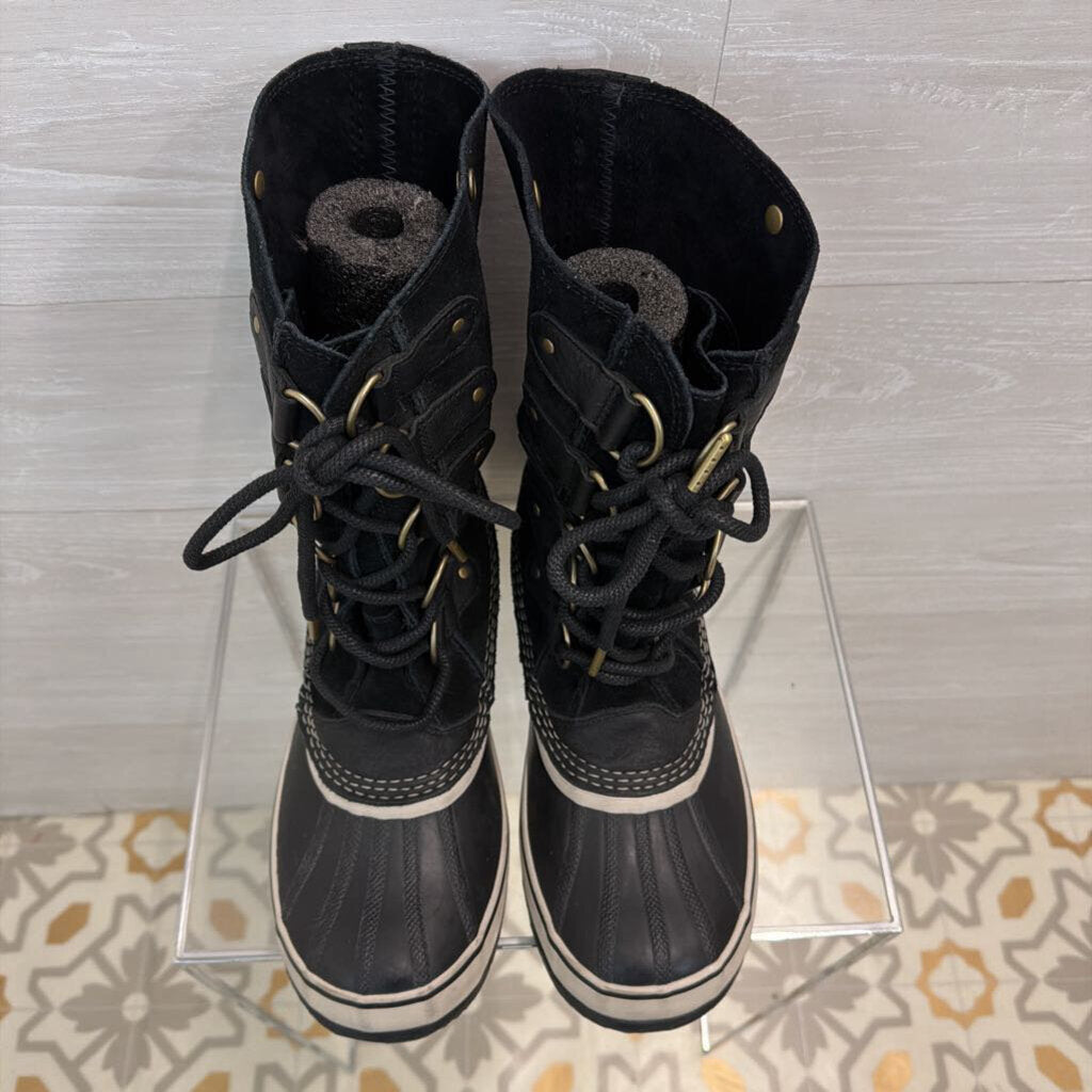 Sorel Black/ White Caribou Mid Waterproof Shell Boots 10