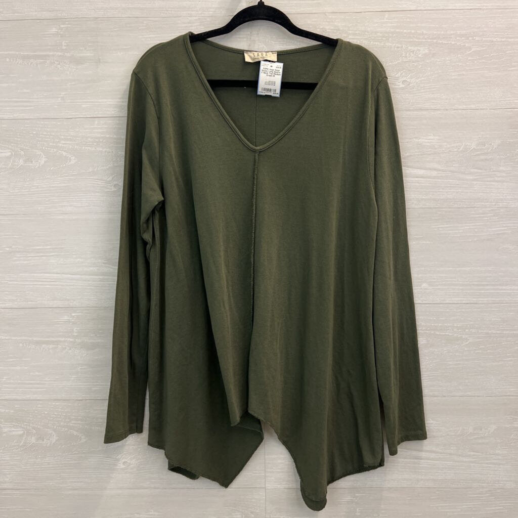 Saga Green Long Sleeve V Neck Top Medium