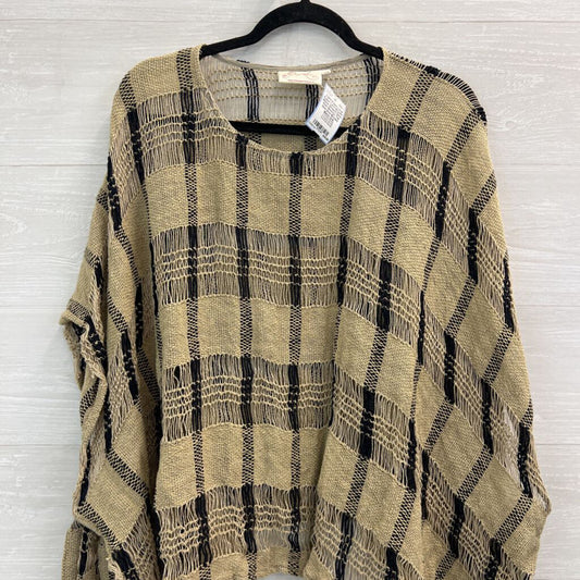 Paper Lace Brown/ Black Striped Open Knit Slouchy Top One Size