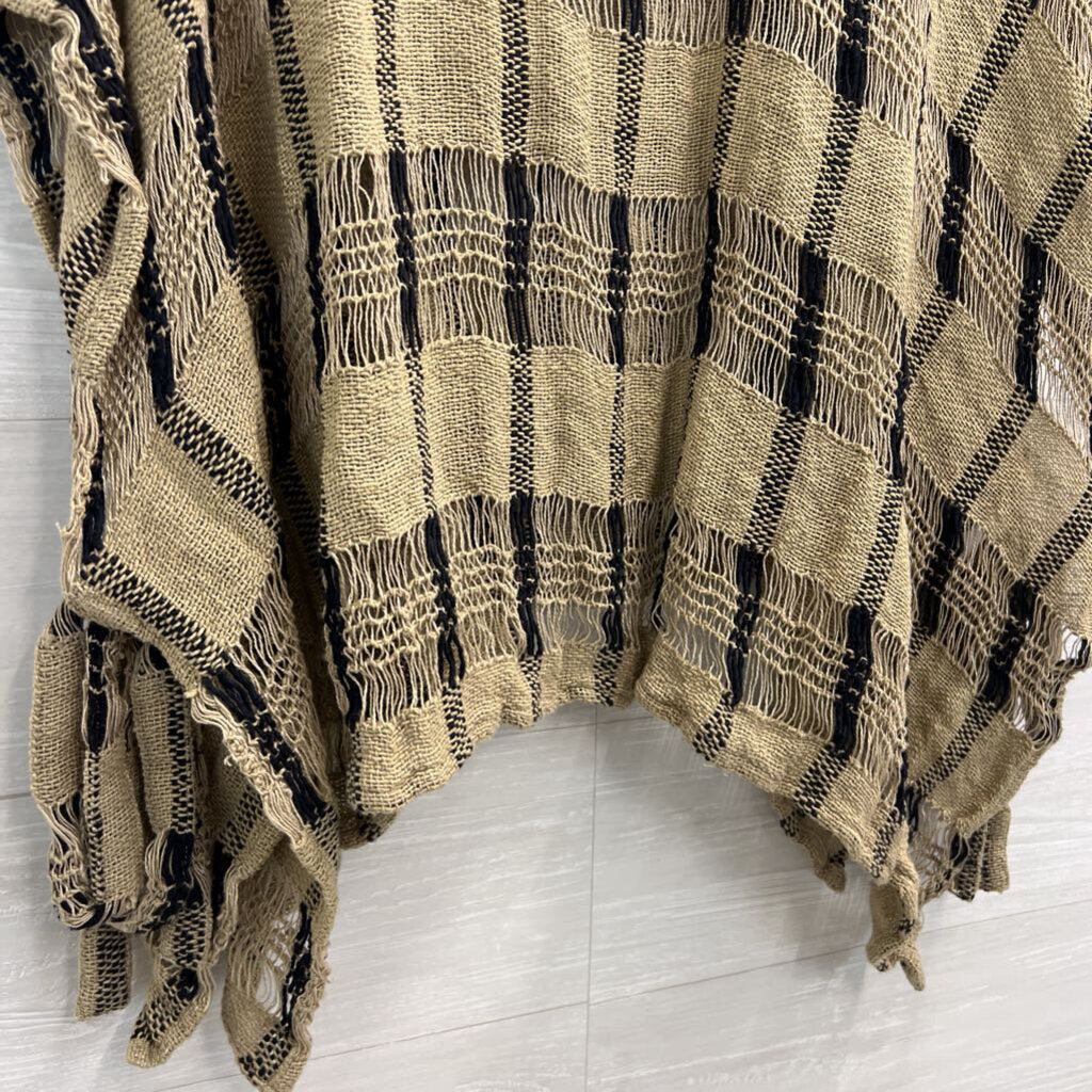 Paper Lace Brown/ Black Striped Open Knit Slouchy Top One Size