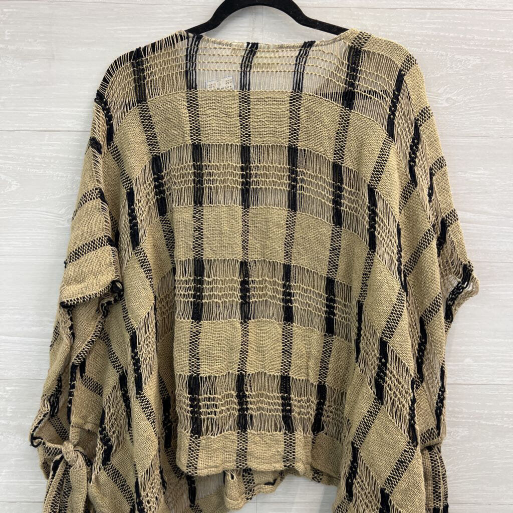 Paper Lace Brown/ Black Striped Open Knit Slouchy Top One Size