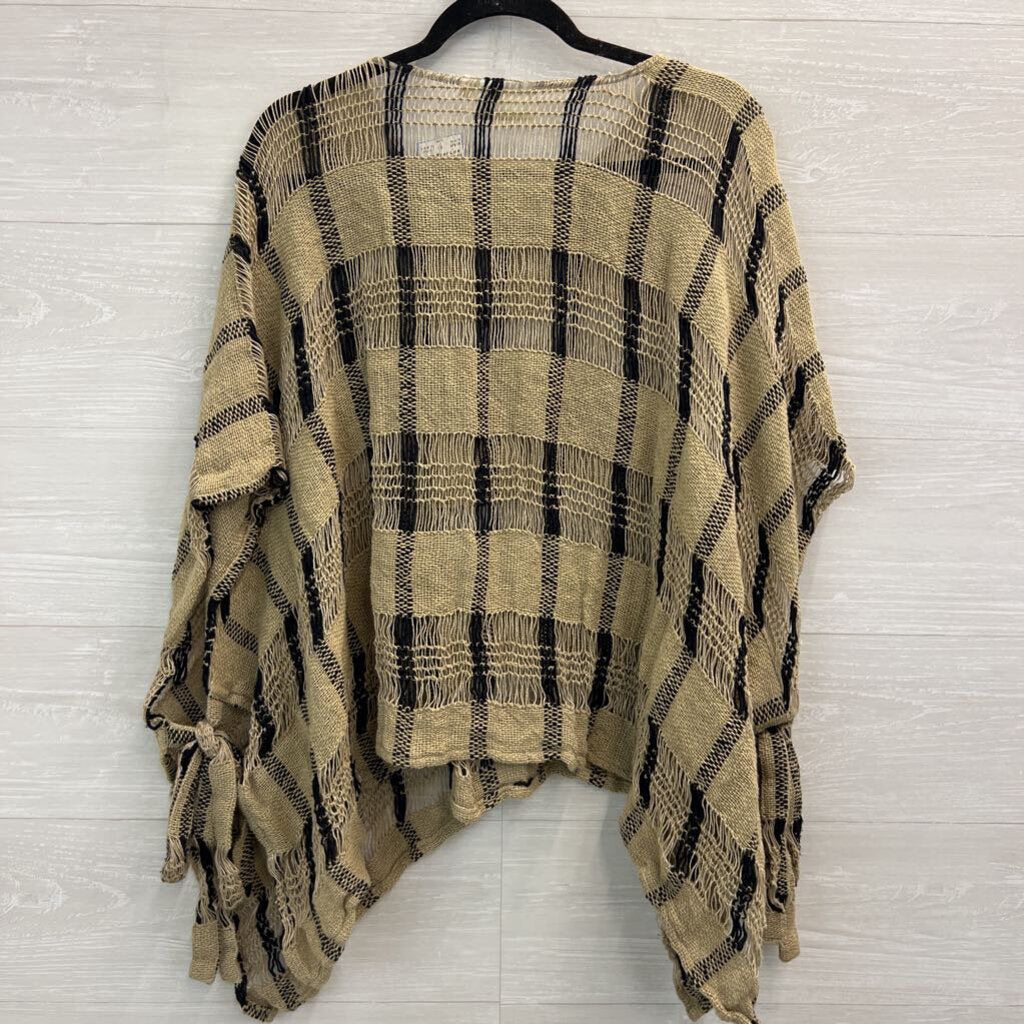 Paper Lace Brown/ Black Striped Open Knit Slouchy Top One Size