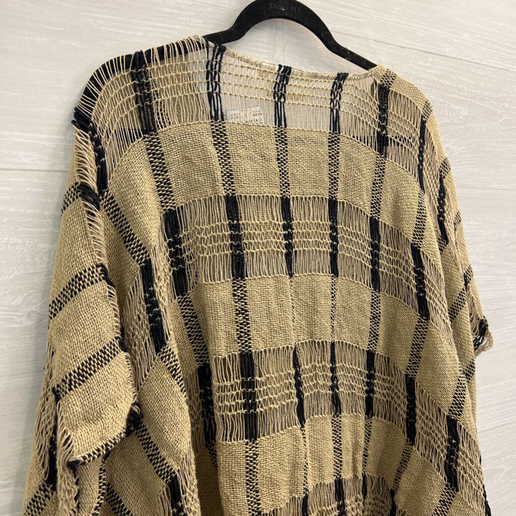 Paper Lace Brown/ Black Striped Open Knit Slouchy Top One Size