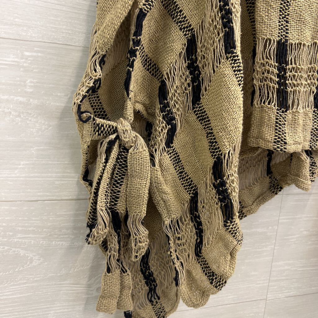 Paper Lace Brown/ Black Striped Open Knit Slouchy Top One Size