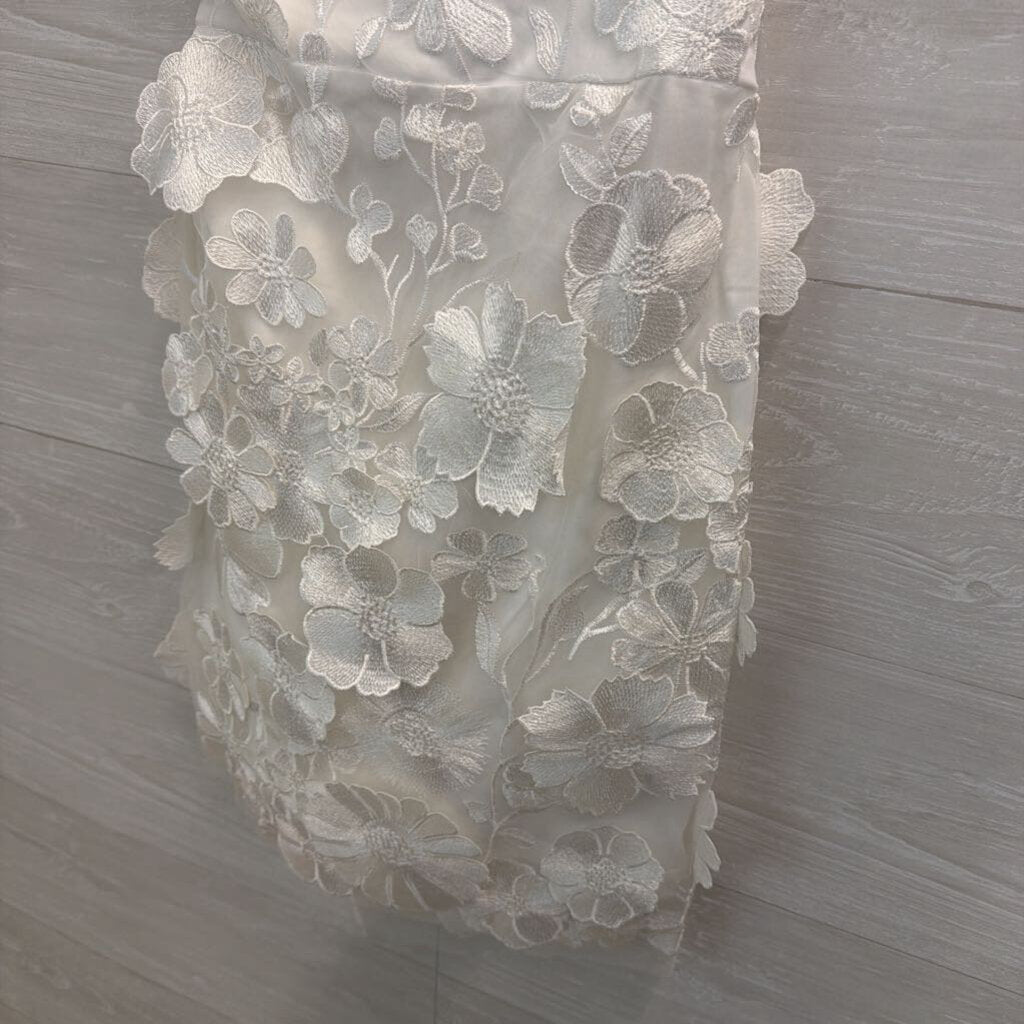 Selfie Leslie White Embroidered Flower Lace Mini Dress Medium