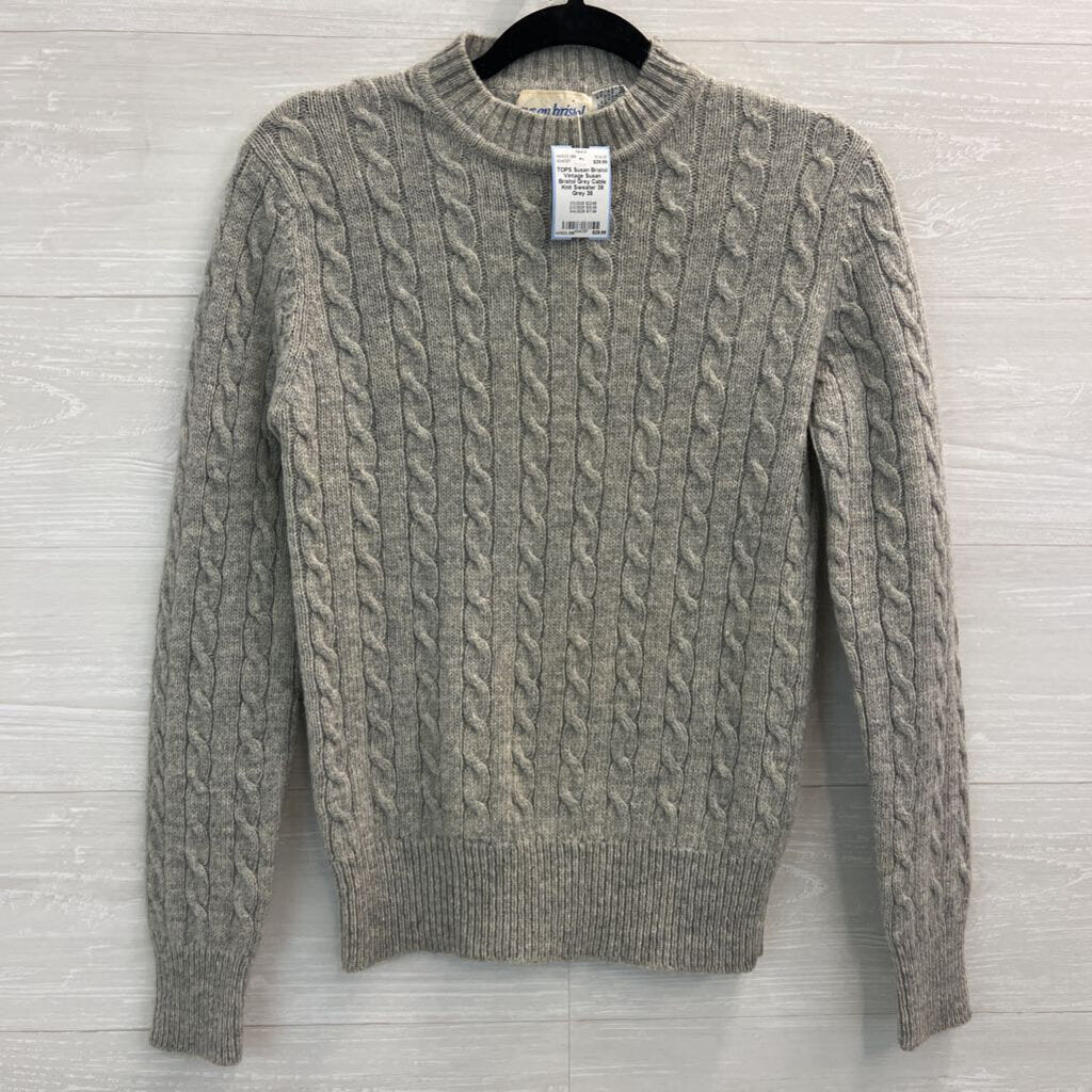 Vintage Susan Bristol Grey Cable Knit Sweater 38