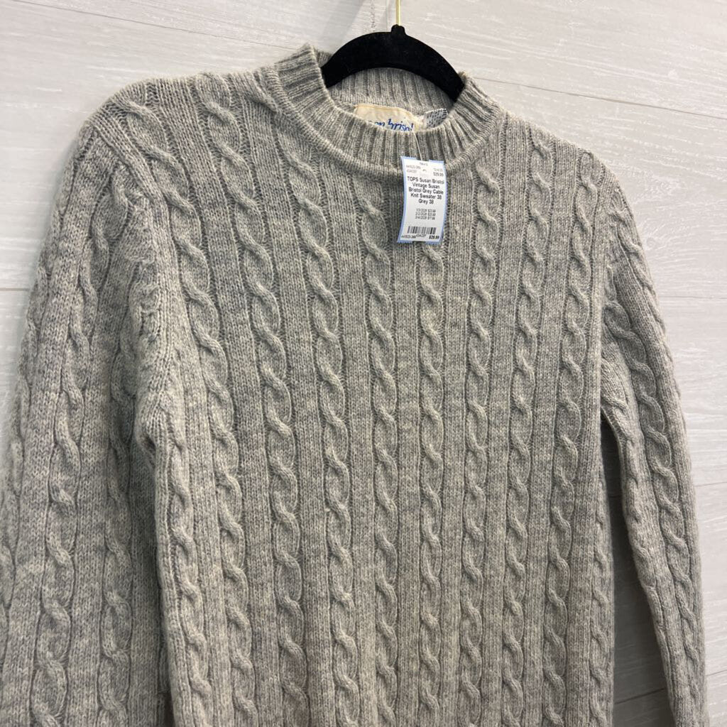 Vintage Susan Bristol Grey Cable Knit Sweater 38