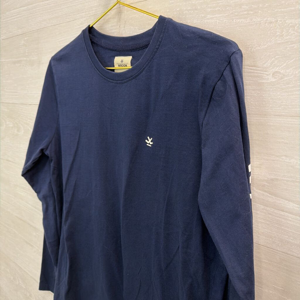 WROGN Navy/ White Long Sleeve Graphic Tee Medium