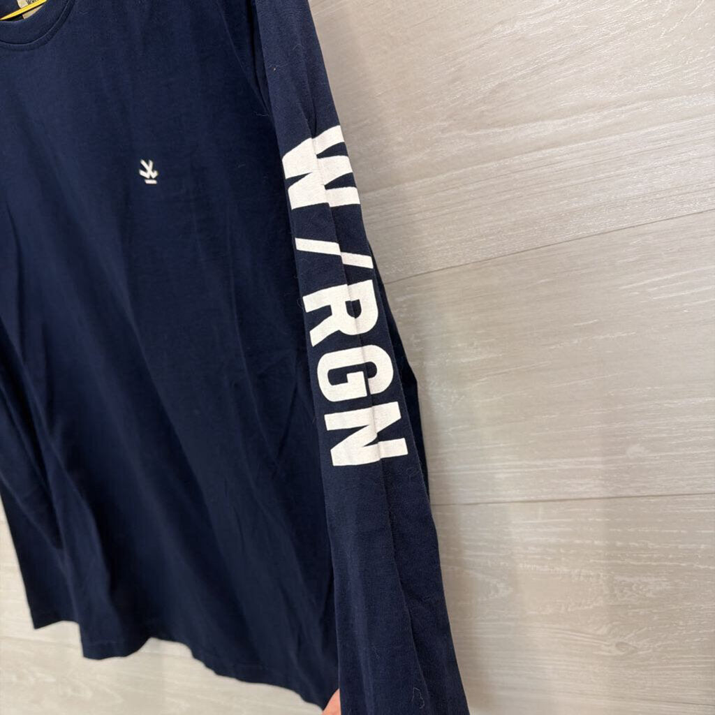 WROGN Navy/ White Long Sleeve Graphic Tee Medium