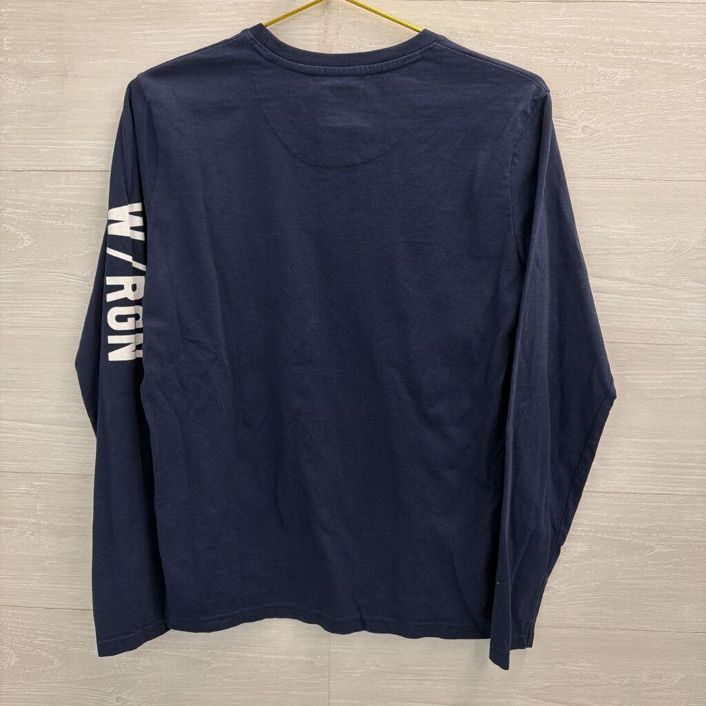 WROGN Navy/ White Long Sleeve Graphic Tee Medium