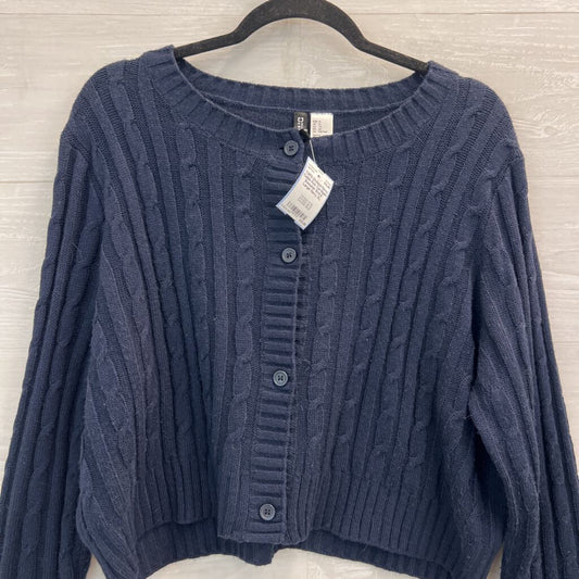 Navy Cable Knit Cardigan Sweater Extra Large