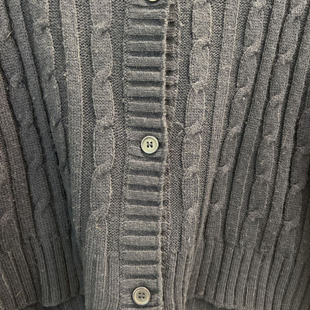 Navy Cable Knit Cardigan Sweater Extra Large