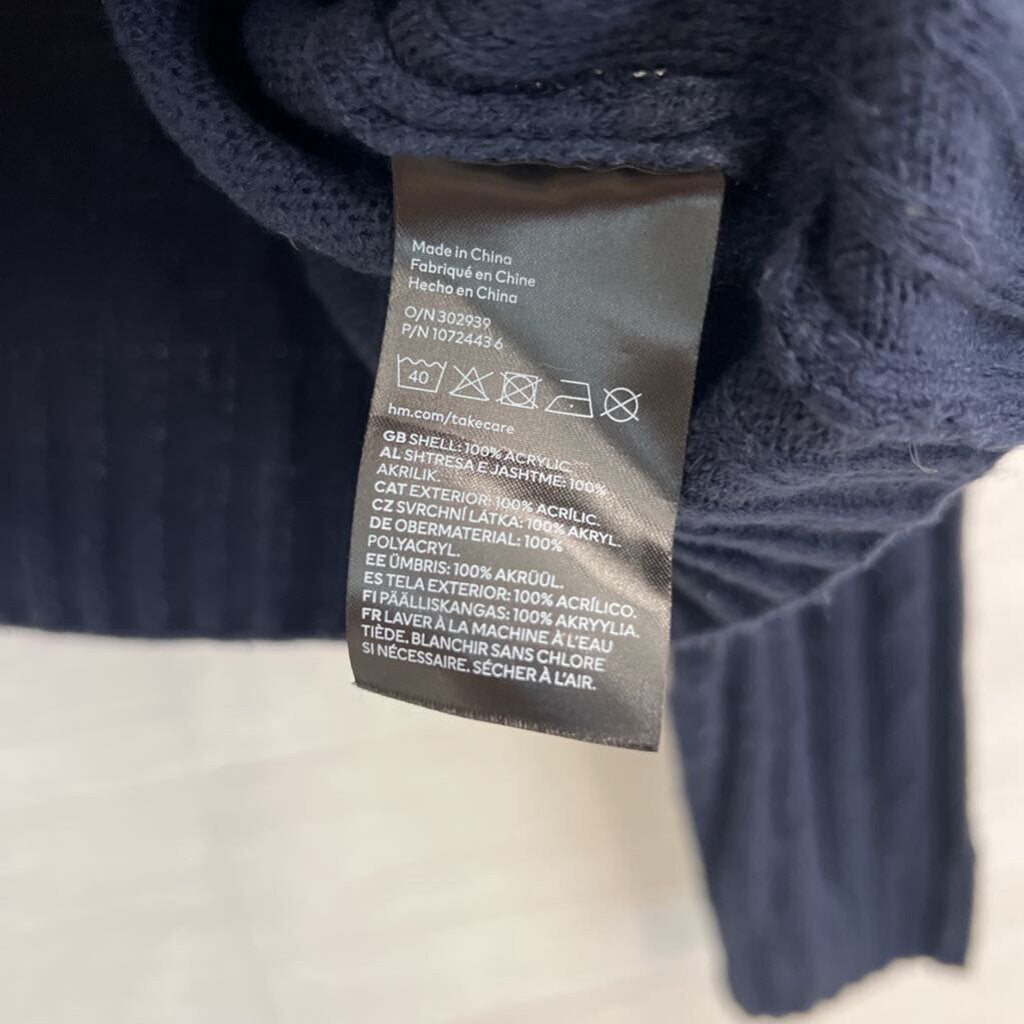 Navy Cable Knit Cardigan Sweater Extra Large