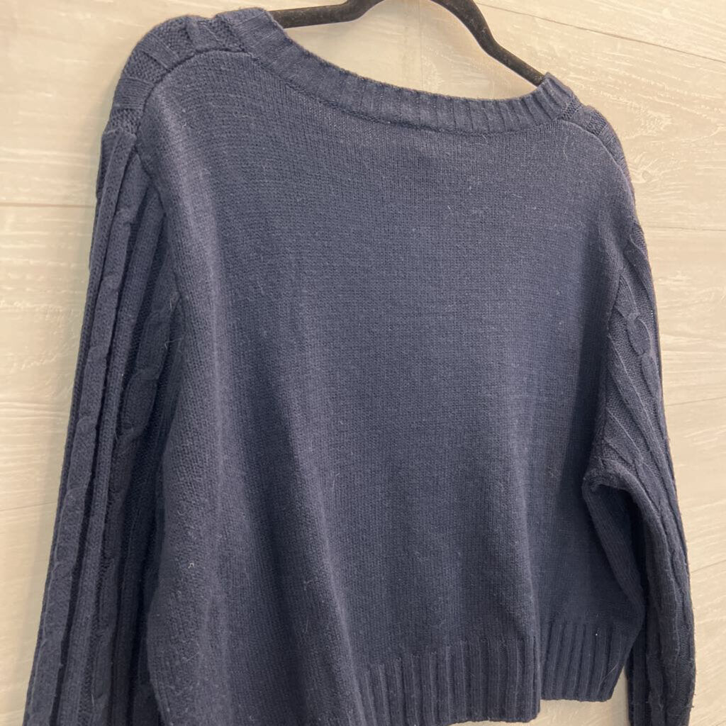 Navy Cable Knit Cardigan Sweater Extra Large
