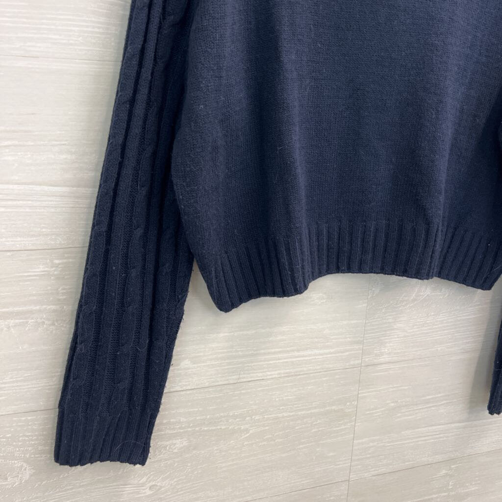 Navy Cable Knit Cardigan Sweater Extra Large
