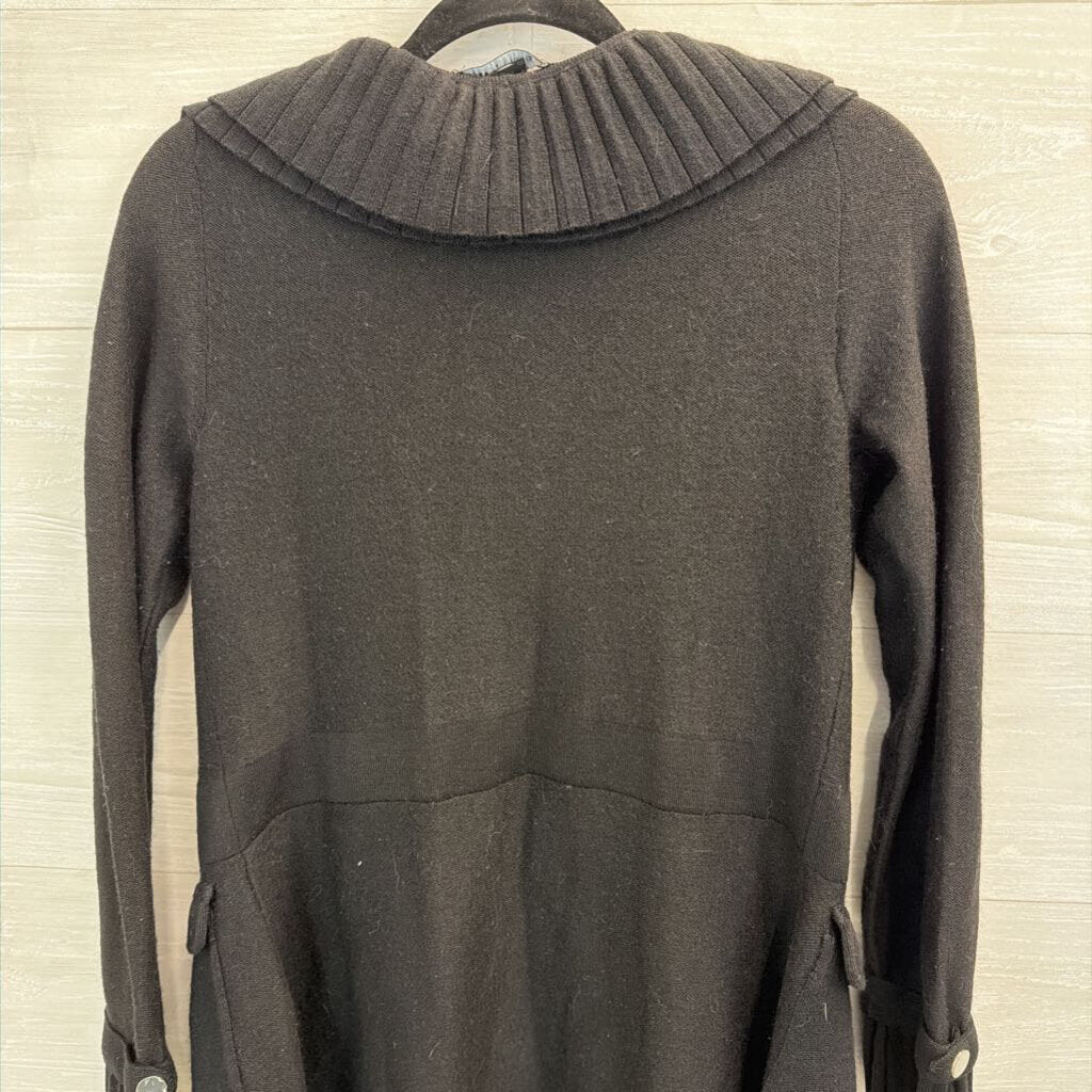 White House Black Market Black Ruffle Edge Open Front Sweater Medium