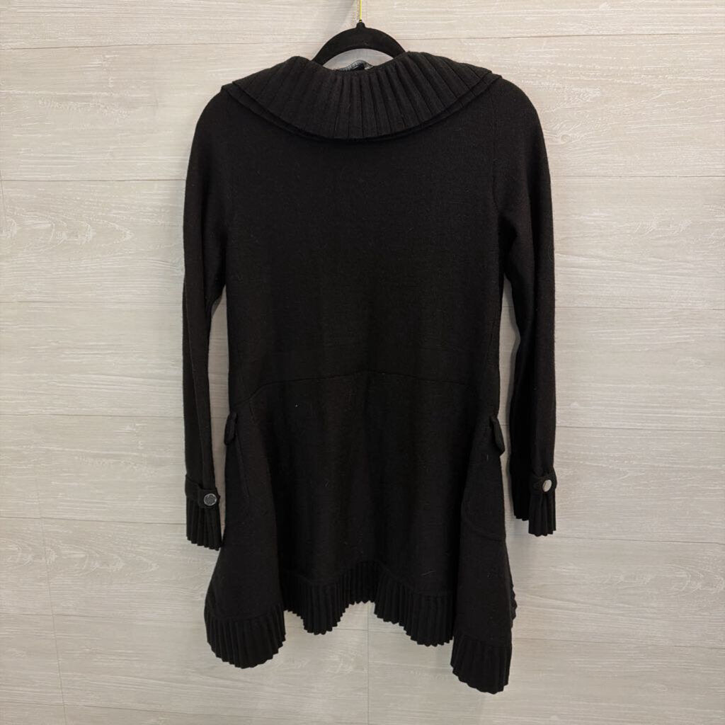 White House Black Market Black Ruffle Edge Open Front Sweater Medium