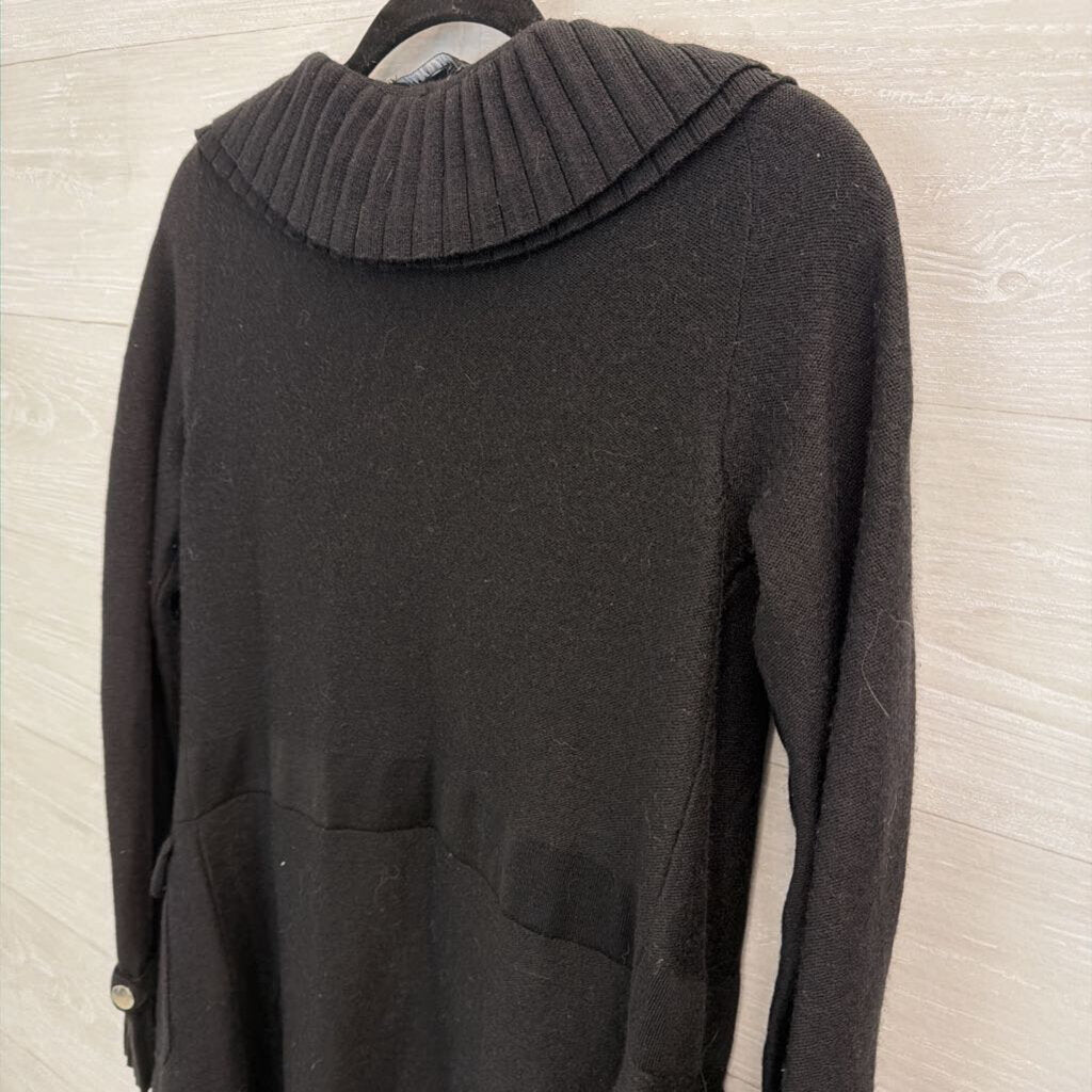 White House Black Market Black Ruffle Edge Open Front Sweater Medium