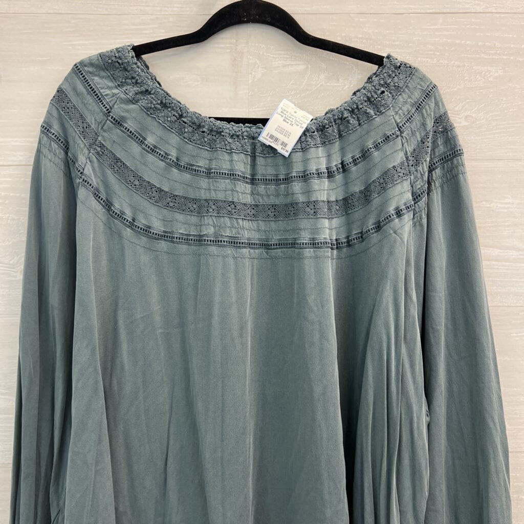 Torrid Blue Lace Detail Long Sleeve Top 3X