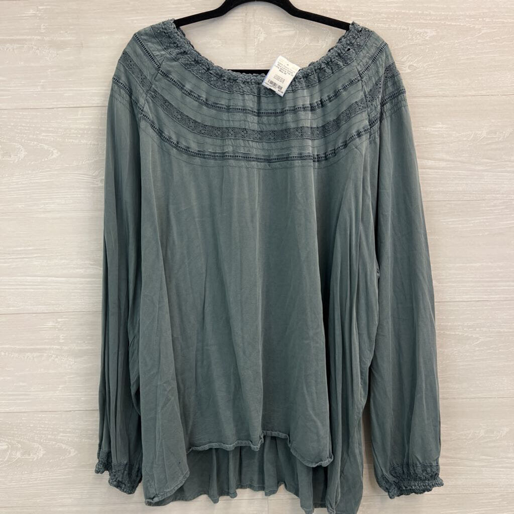 Torrid Blue Lace Detail Long Sleeve Top 3X