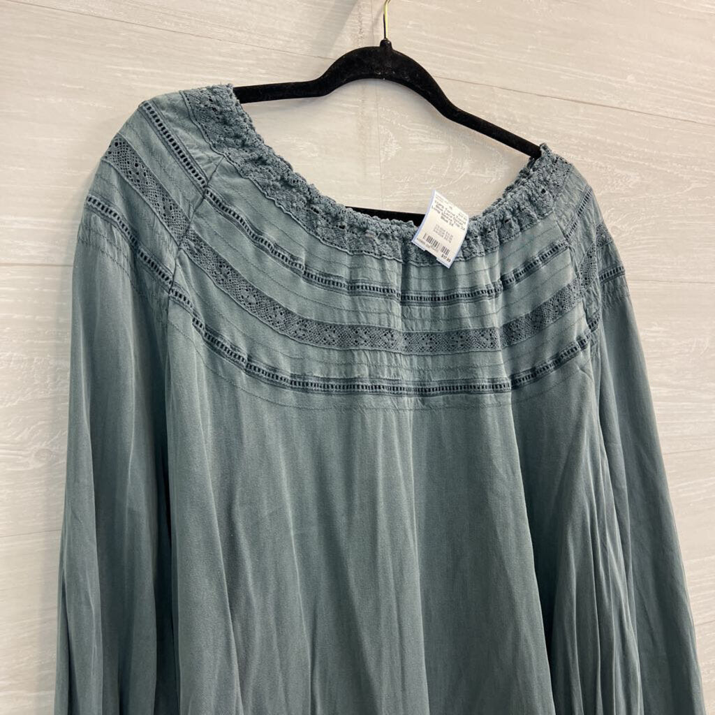 Torrid Blue Lace Detail Long Sleeve Top 3X