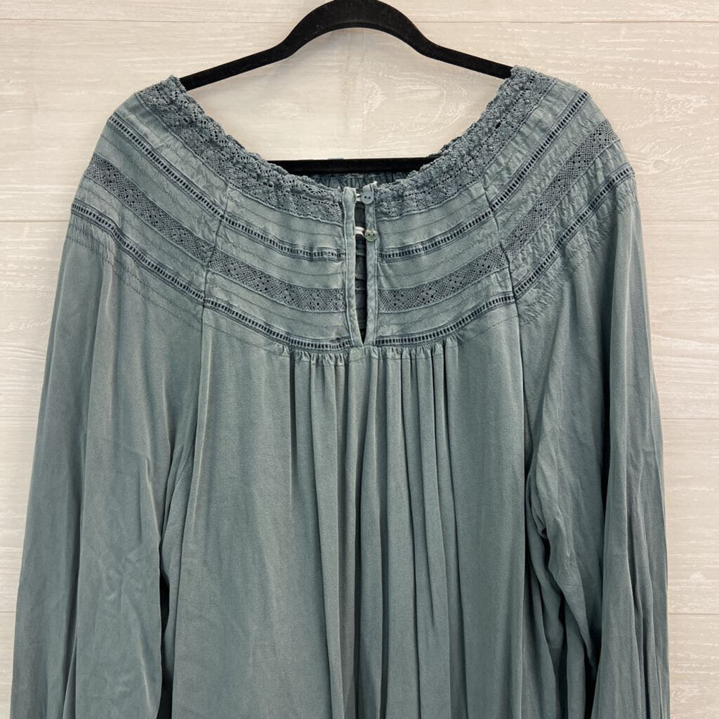 Torrid Blue Lace Detail Long Sleeve Top 3X