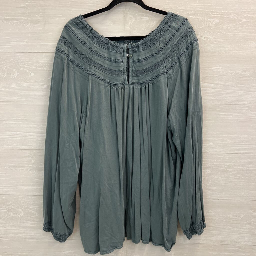 Torrid Blue Lace Detail Long Sleeve Top 3X