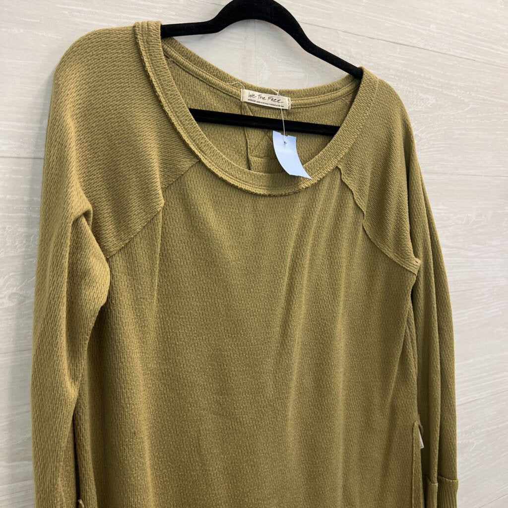 We The Free Green Textured Long Sleeve Top Medium