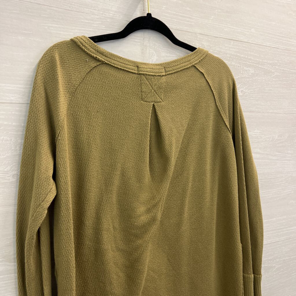 We The Free Green Textured Long Sleeve Top Medium