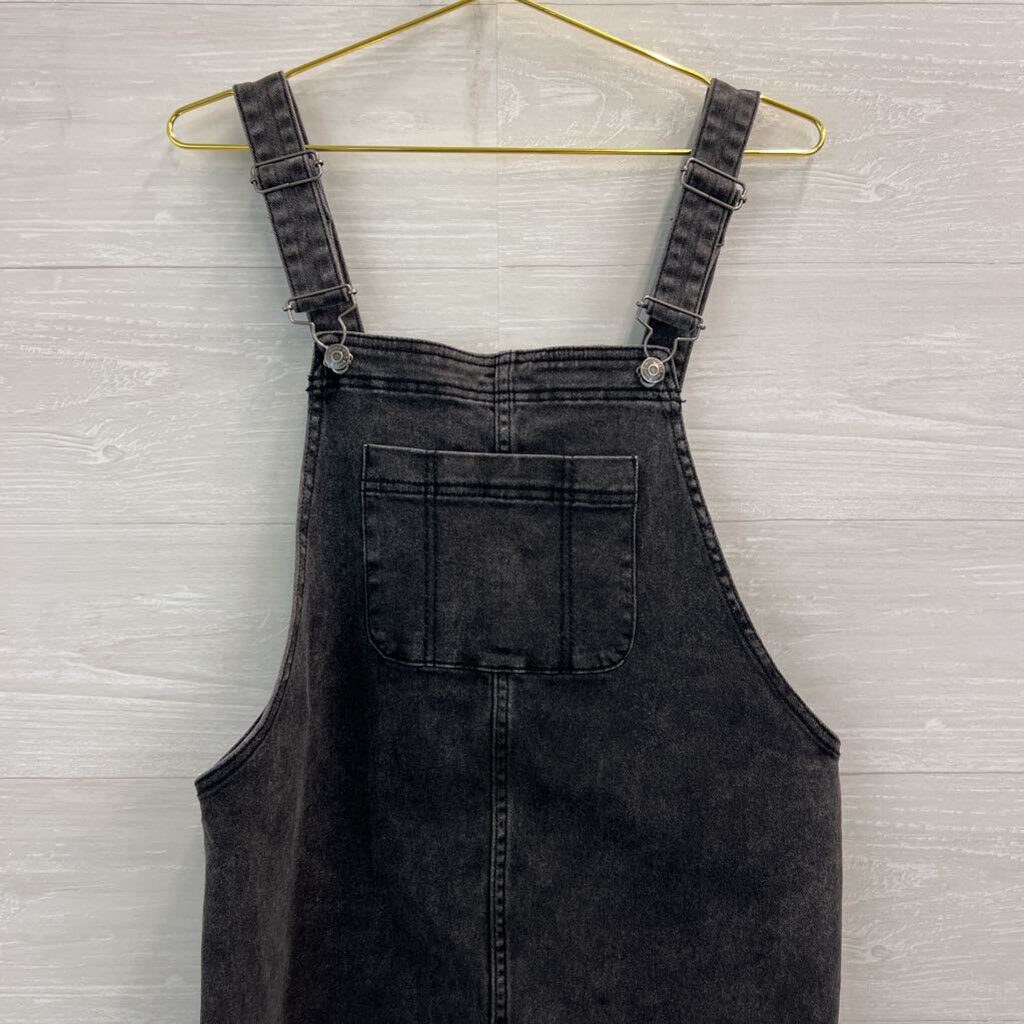 Black Denim Overall Dress Large