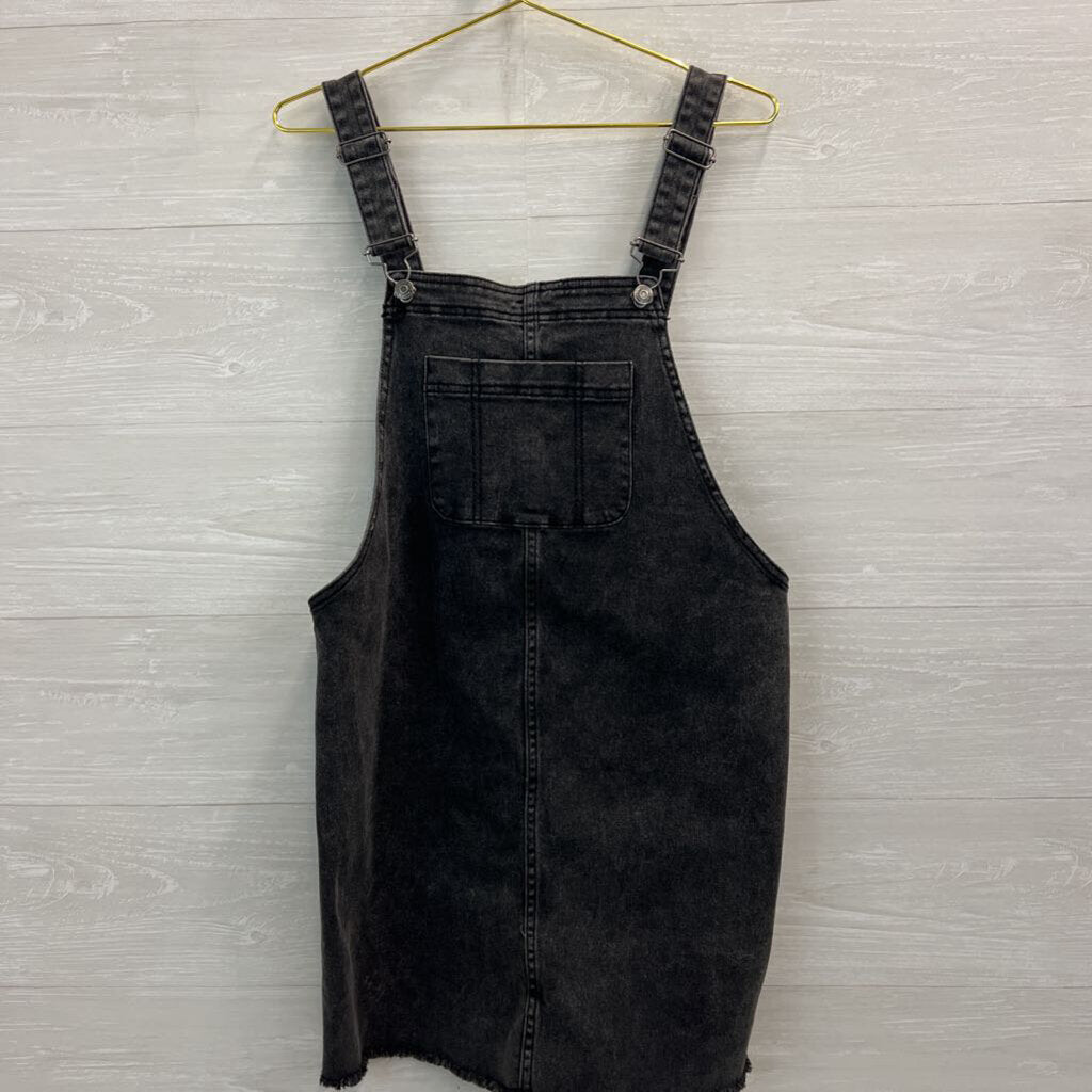 Black Denim Overall Dress Large
