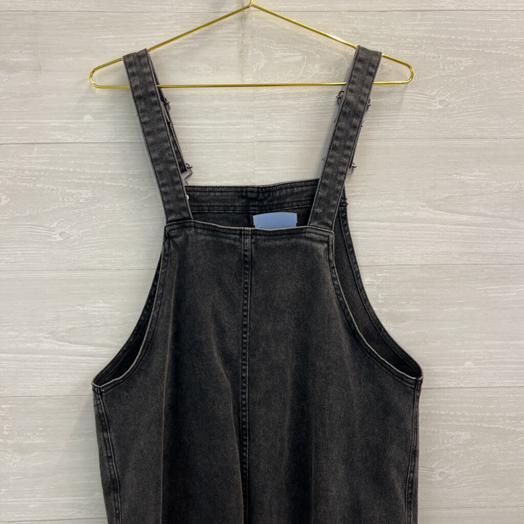 Black Denim Overall Dress Large