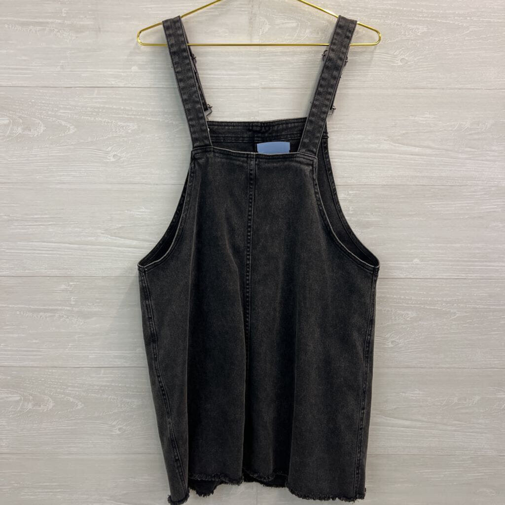 Black Denim Overall Dress Large