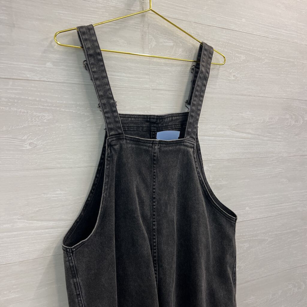 Black Denim Overall Dress Large
