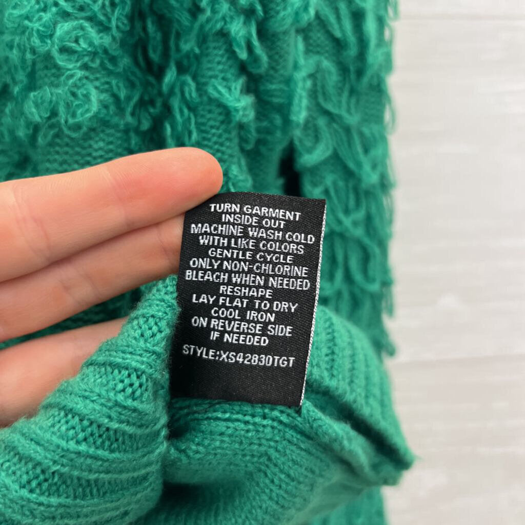 33 Degrees Green Textured Knit Ornament Cardigan Sweater Medium