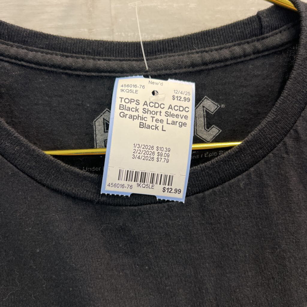 ACDC Black Short Sleeve Graphic Tee Large